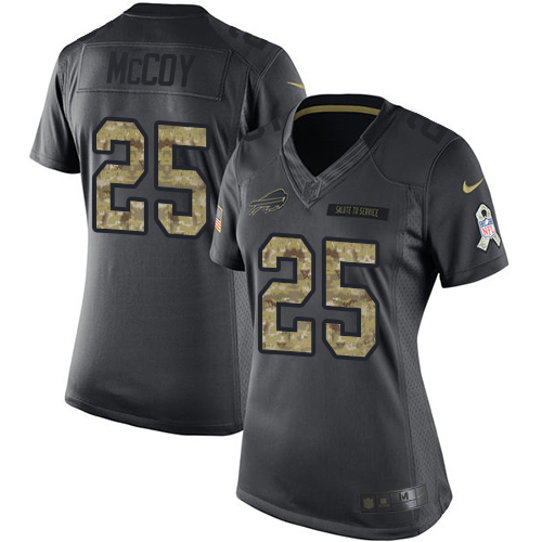 Women's Limited LeSean McCoy Nike Jersey Black - #25 2016 Salute to Service NFL Buffalo Bills